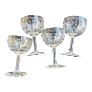 Mid-Century Anchor Hocking Etched Cocktail Glasses - Set of 4 For Sale
