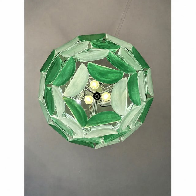 Green Modern Green Petals Murano-Style Glass Chandelier For Sale - Image 8 of 9