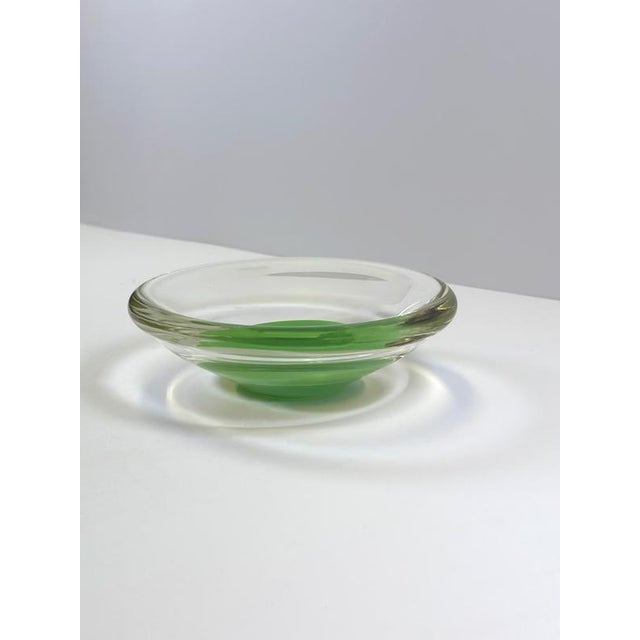 Modern Modernist Green Sommerso Murano Glass Bowl, Italy, 1970s For Sale - Image 3 of 10