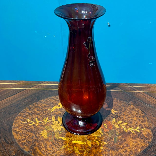 Antique Ruby Red Murano Glass Vase by Vittorio Zecchin for Cappellin, 1920s For Sale - Image 11 of 17