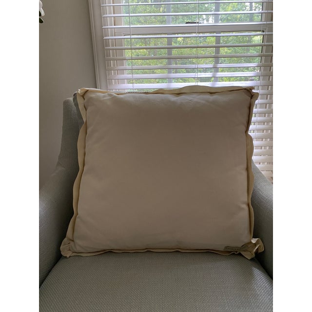Eastern Accents Beige Crewel Pillow With Flat Ivory Flange For Sale - Image 4 of 5