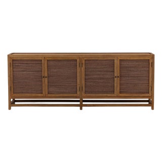 Coconut Rattan Four-Door Sideboard Credenza For Sale