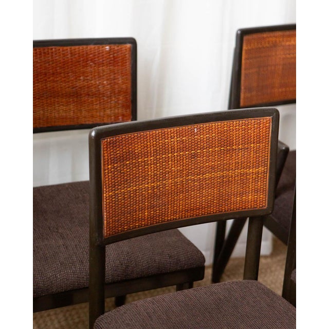1950s John Stuart Mid-Century Modern Cane and Wood Dining Chairs - Set of 4 For Sale In Columbus - Image 6 of 13