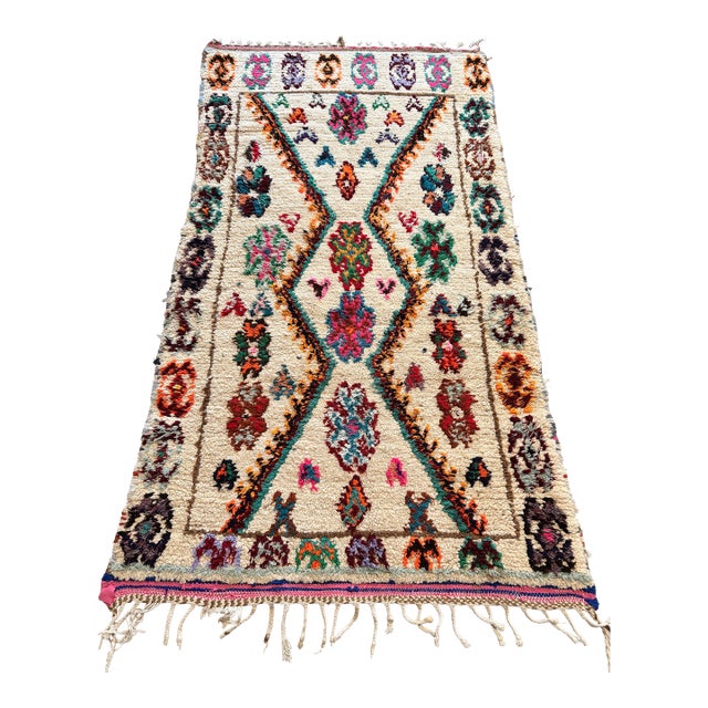 Vintage Moroccan Azilal Berber Boucherouite Rug For Sale