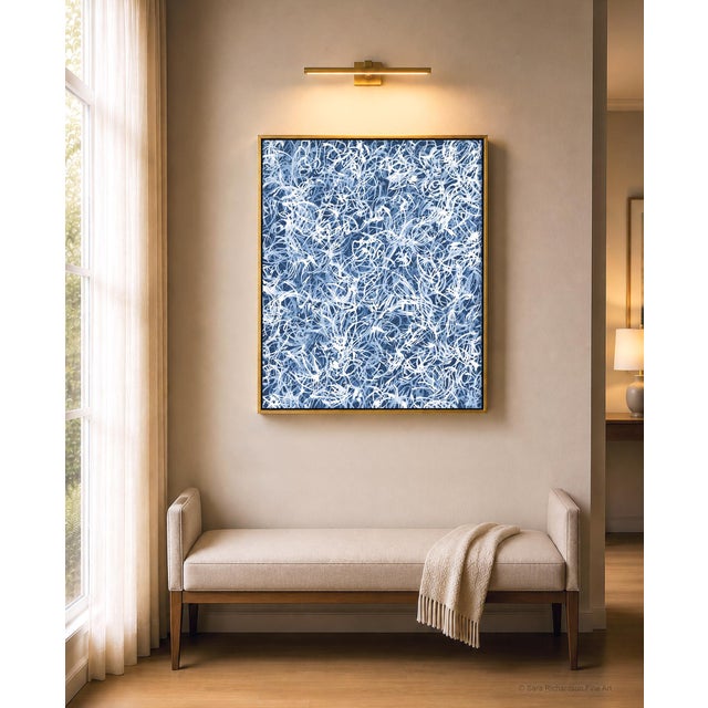 Blue Chiffon No.6 develops a creates field of blue, white and tonal variation through layered linear movement. White...
