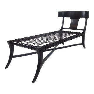 Klismos-Style Chaise Lounge With Expresso Finish For Sale