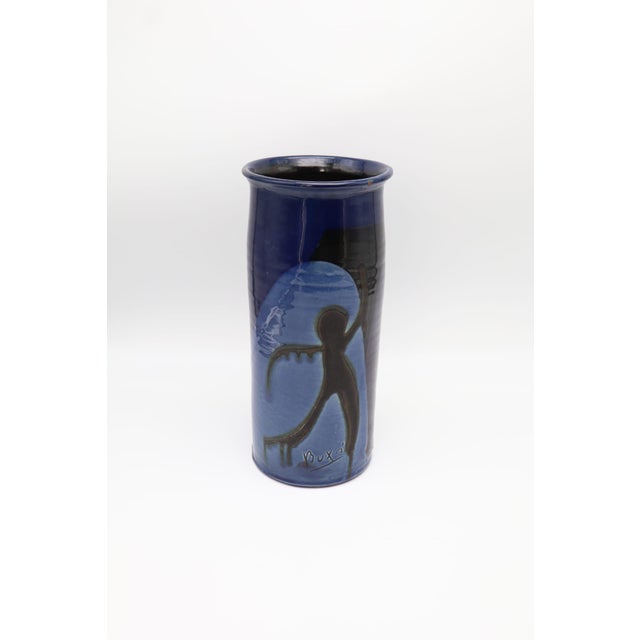 Mid-Century Modernist Cobalt Blue Ceramic Vase by Thomas Buxó, 1970s, in Good conditions. Designed 1970 to 1979 This piece...