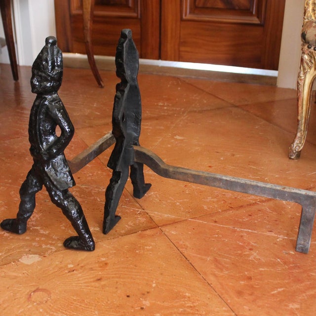 Pair of American Cast Iron “Hessian Soldier” Andirons For Sale - Image 10 of 12
