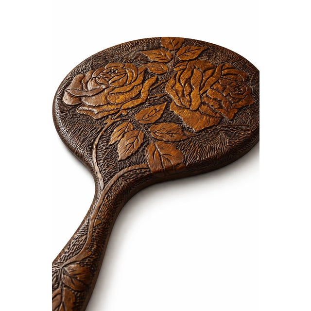 Hand Carved Walnut Mirror, 1890s For Sale - Image 6 of 7