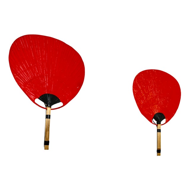 Uchiwa Wall Lamps attributed to Ingo Maurer for M Design, 1970s, Set of 2 For Sale
