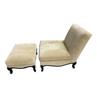 Ralph Lauren Rue Royale Chair and Ottoman Manufactured by Henredon For Sale