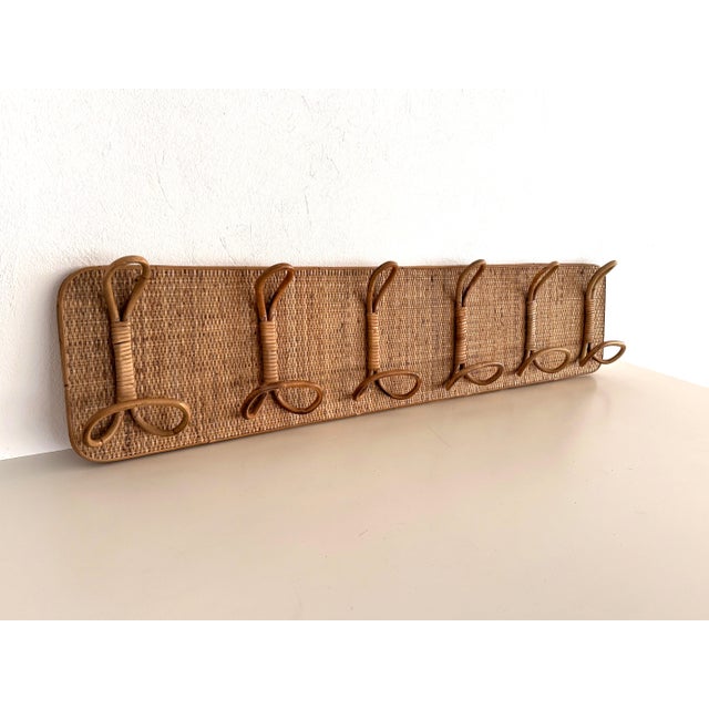 Italian Riviera Coat Hanger Rack in Bamboo and Rattan from Vivai Del Sud, 1970s For Sale - Image 4 of 11