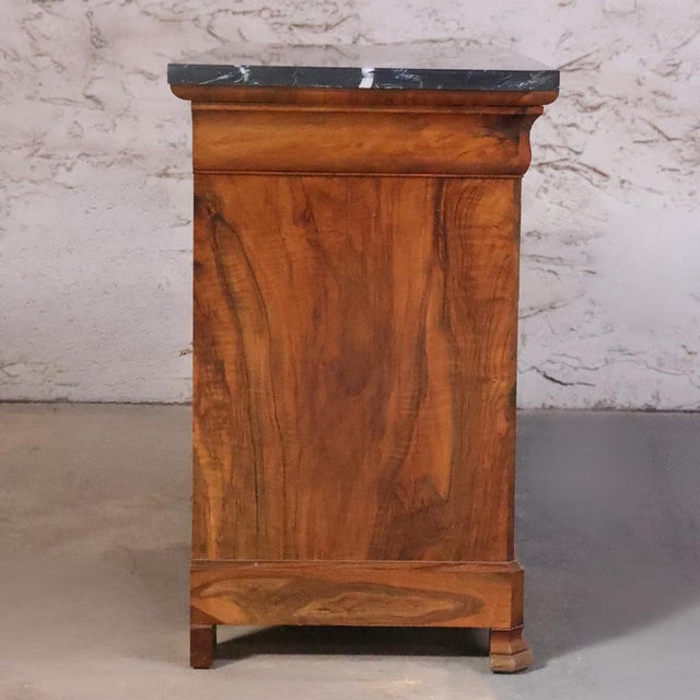French 19th Century Louis Philippe Burled Walnut Chest With Black Marble Top For Sale - Image 3 of 6