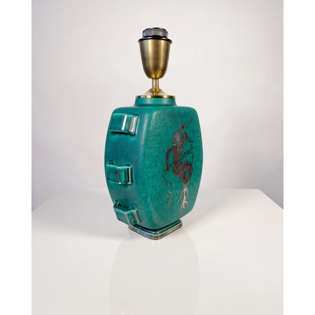 Swedish Modern Stoneware Argenta Table Lamp by Wilhelm Kåge for Gustavsberg, 1940s For Sale - Image 6 of 11