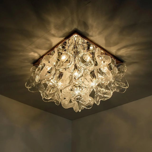 Massive Catena Murano Glass Flush Mount Chandelier by J.T. Kalmar, 1970s For Sale - Image 10 of 18