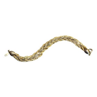 1970s Gold Tone Braided Chain Bracelet For Sale