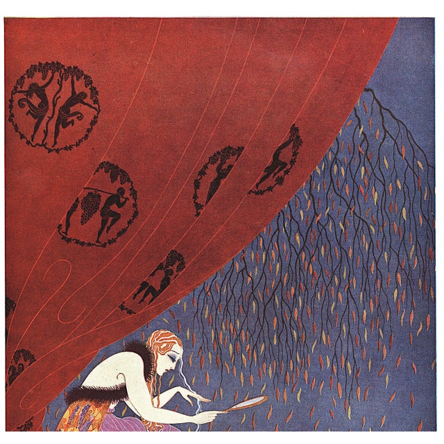 Art Deco 1926 Original French Art Deco Lithograph-Erte, Matted For Sale - Image 3 of 3