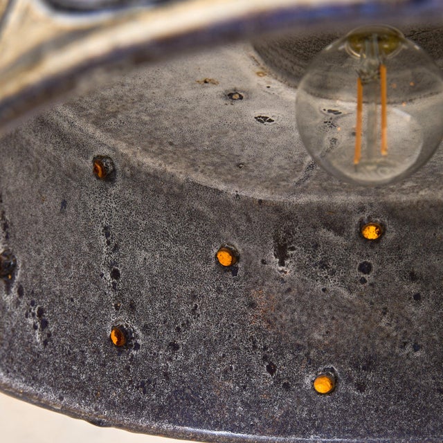 Mid 20th Century Danish Ceramic Amber Glass Pendant Light by Jette Helleroe for Axella, 1960s For Sale - Image 5 of 10