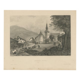 After W. Brockedon, Megeve (Migeve), Savoy, 1837, Engraving For Sale