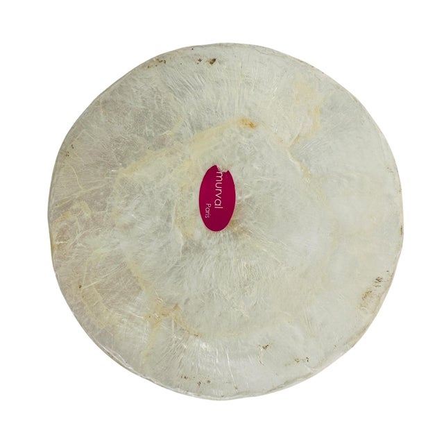 Rare 1990s Murval Paris Capiz Shell Vase - 17.75" Tall French Designer Floor Vase - Iridescent Natural Shell Inlay - Mid Century Modern Paris Decor For Sale - Image 13 of 13