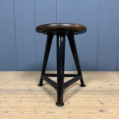 Black Stool with Dark Wooden Seat from Rowac, 1940s For Sale - Image 14 of 14