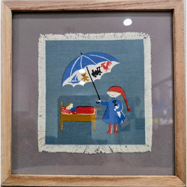 Set of Six Hans Christian Andersen Textile Napkin Artworks by Aase & Preben Jangaard, Framed Danish Mid‑Century For Sale In Dallas - Image 6 of 13