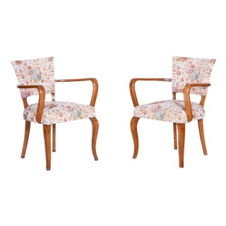 Art Deco Chairs in Beech attributed to J. Leleu, France, 1930s, Set of 2 For Sale