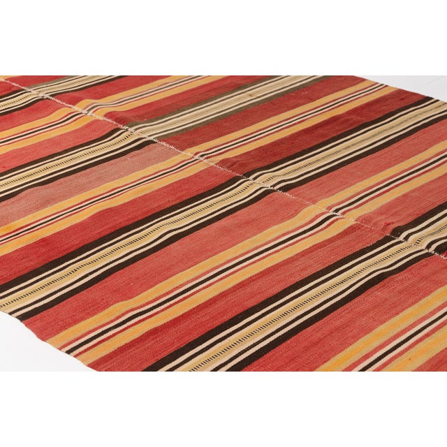 Vintage Red Striped Kilim Rug For Sale - Image 4 of 10