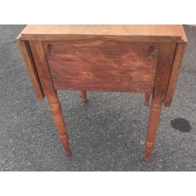 Traditional Early 20th Century Vintage Handmade Drop Leaf Cherry Side Table For Sale - Image 3 of 13
