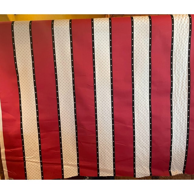 Vintage Celia Birtwell Upholstery Weight Cotton Fabric Stars and Stripes in Red, White, Black