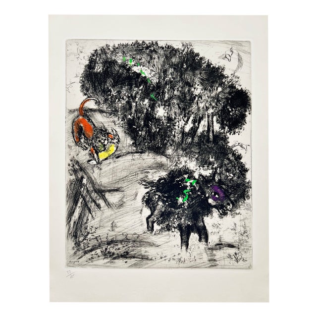 Marc Chagall, The Lion Go Hunting and the Donkey, 1954, Etching For Sale