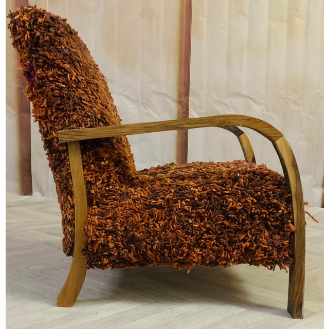 Moroccan Handmade Moroccan Brown Wool Chair For Sale - Image 3 of 9