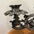 This vintage Art Nouveau triple French Gothic candelabra candle holder exudes a sense of old-world charm with its...