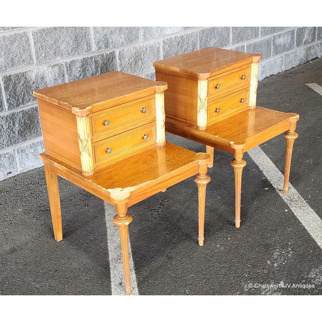 **BEING SOLD AS IS** Tables have veneer damage to tops and scratches. The will need to be restored & refinished ** pair of...