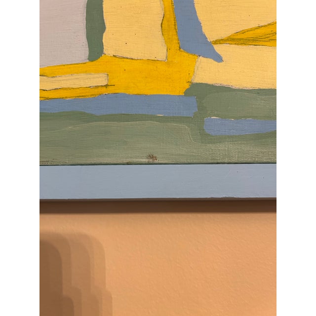 Vintage Abstract Architectural Modern Painting Signed by Carlson For Sale - Image 4 of 8