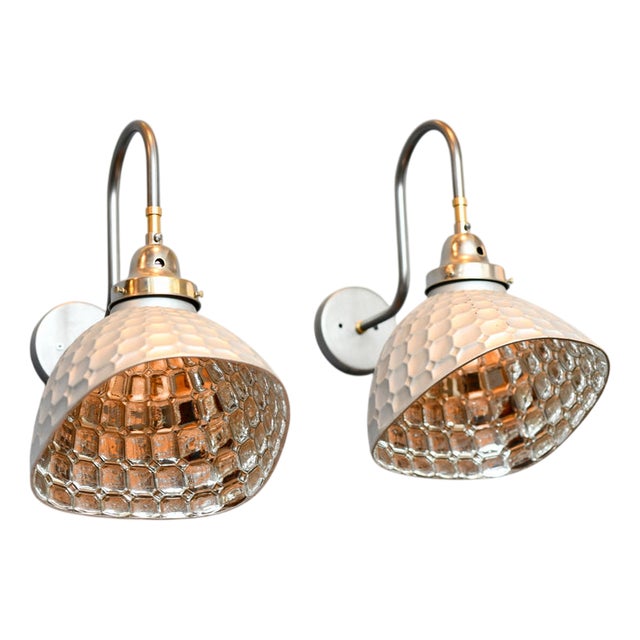 Mercury Glass Wall Lights, 1920s, Set of 2 For Sale