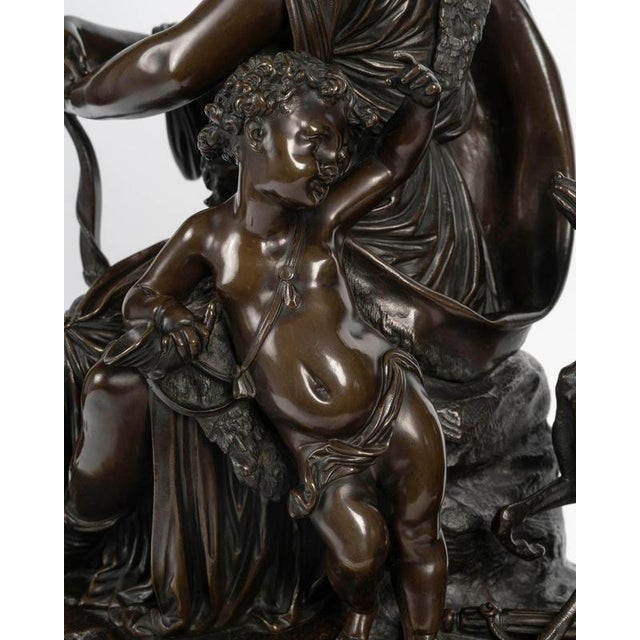 Large Clock with Diana the Huntress and Putto, 19th Century For Sale - Image 3 of 12