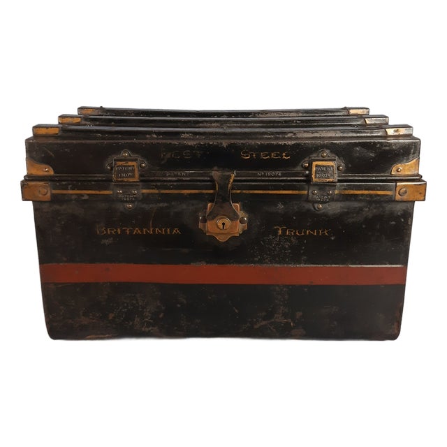 Antique Naval Britannia Trunk in Metal from Newton Shakespeare & Co. Ltd, Early 1900s For Sale