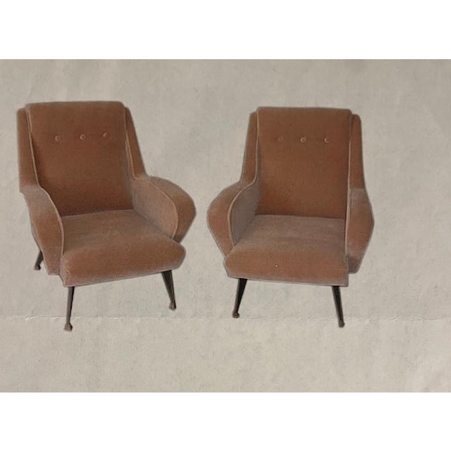 Mid 20th Century Authentic 1940s Italian Chairs, Mohair Fabric For Sale - Image 5 of 6