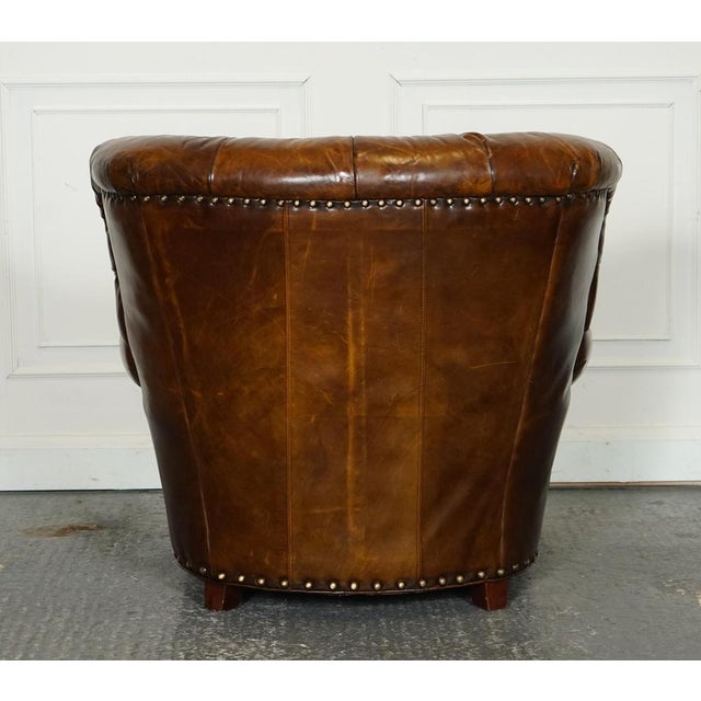 Set of Fully Hand Dyed Leather Writers Reading Armchair with Ottoman For Sale - Image 10 of 18