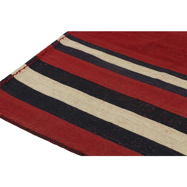 1950s 1950s Vintage Persian Kilim With Red, Blue, and Off-White Stripes by Rug & Kilim For Sale - Image 5 of 8