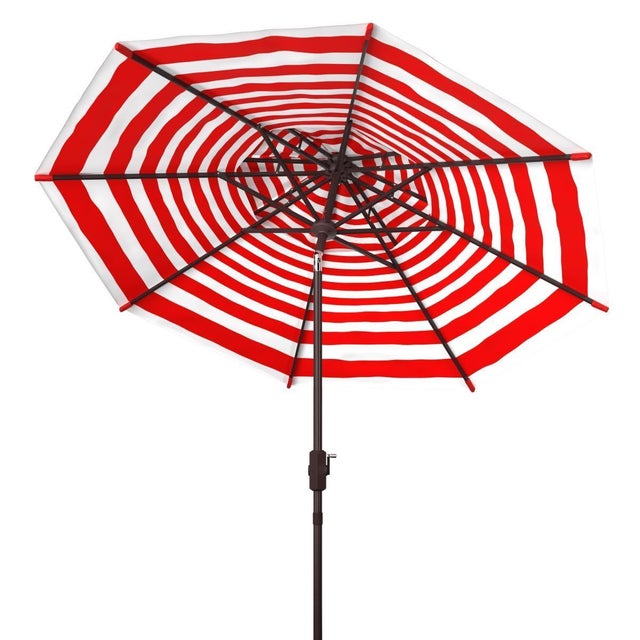Athens 9Ft Double Top Crank Umbrella, Red With White Understripe For Sale