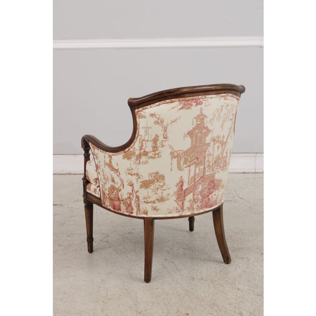 Pair of Stickley Louis XVI Style Chinoiserie Barrel Back Armchairs For Sale In Philadelphia - Image 6 of 17