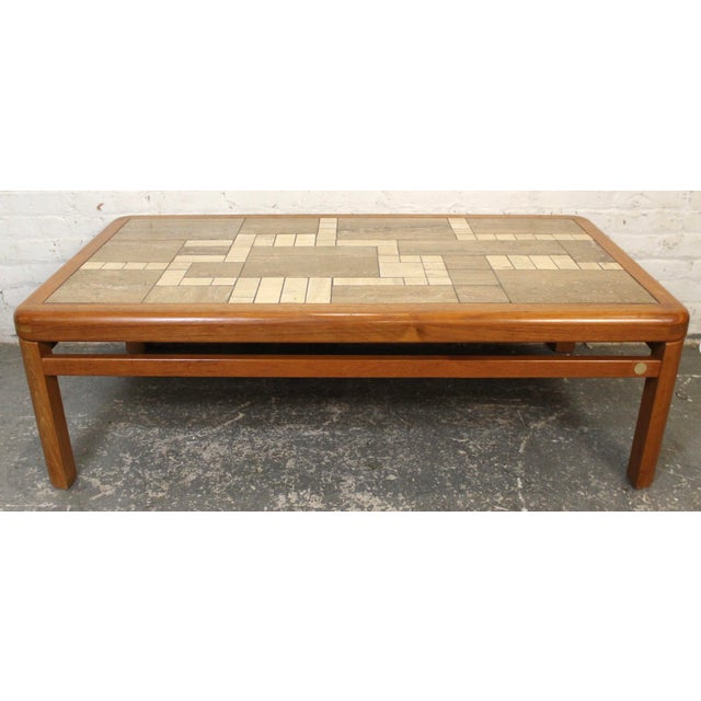 Haslev Mid 20th Century Handmade Danish Ceramic Tile and Teak Coffee Table by Haslev For Sale - Image 4 of 10