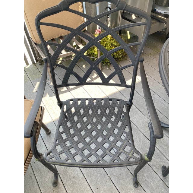 Metal Patio Dining Set, Cast Aluminum, With Table and 4 Chairs in Very Good Condition For Sale - Image 7 of 8