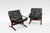 Ingmar Relling Vintage Siesta Chairs and Ottoman in Black Leather and Plywood by Ingmar Relling for Westnofa, 1960s, Set of 3 For Sale - Image 4 of 4