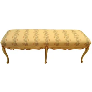 Long French Painted & Upholstered Bench