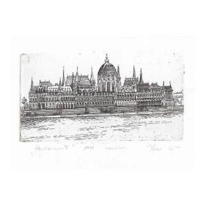 1991 Hungarian Parliament Architectural Etching