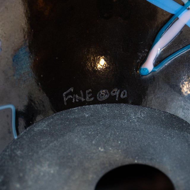 Signed 1990 Postmodern Studio Art Glass Vessel Sculpture - 13" For Sale - Image 9 of 13