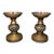 Pair of Vintage Brass Altar Candlesticks With Calligraphy - Asian Candle Holders For Sale